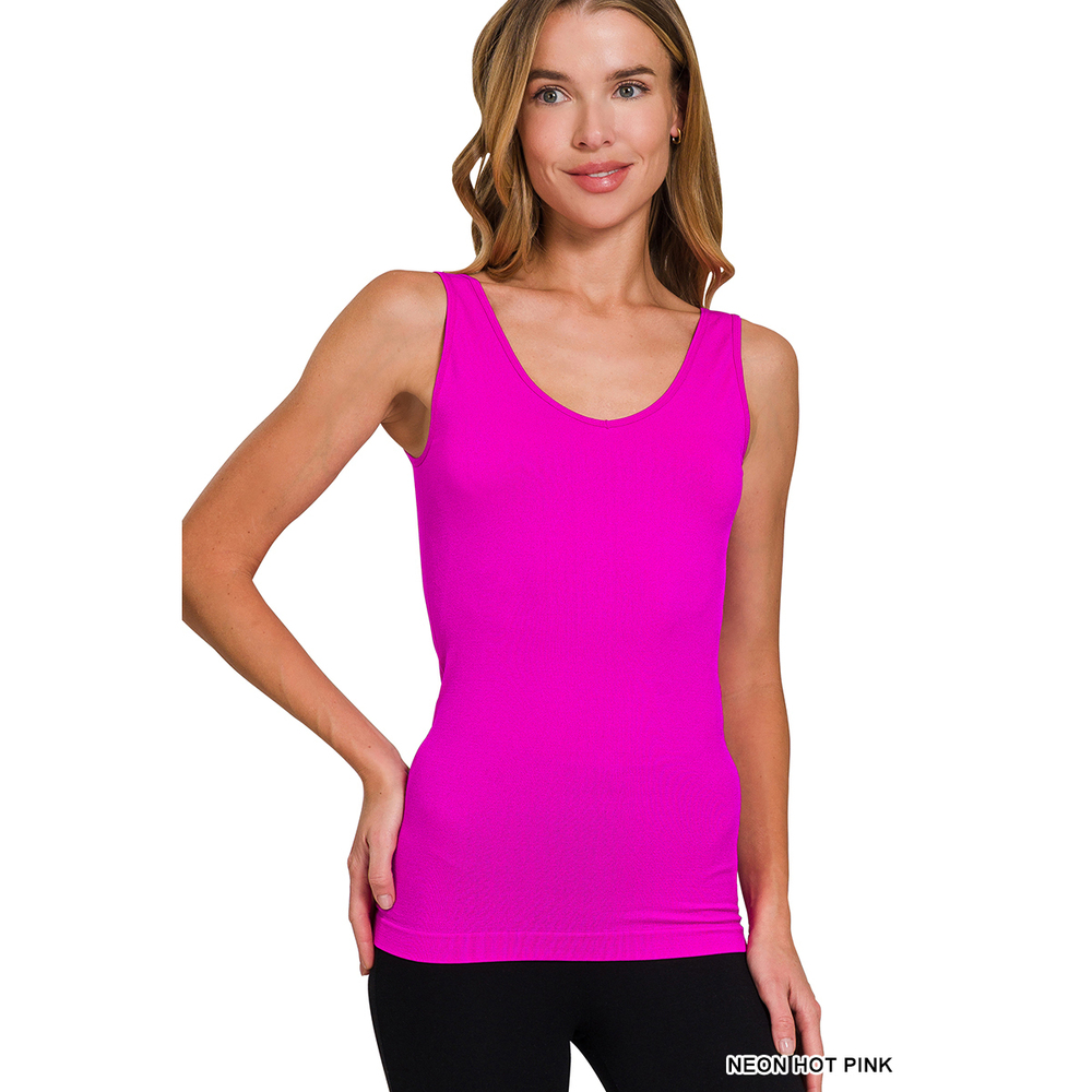 Z6 NEON Zenana Two Way V-Neck / U-Neck Seamless Tank Top Various Sizes